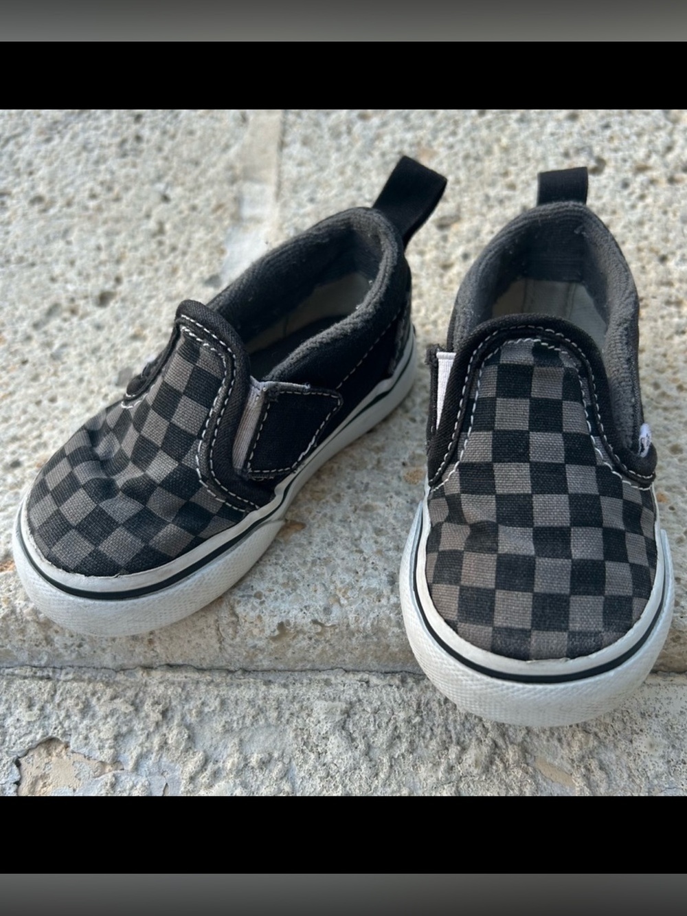 Vans sneakers checkerboard baby size 4.5 gray & black check slip-on
